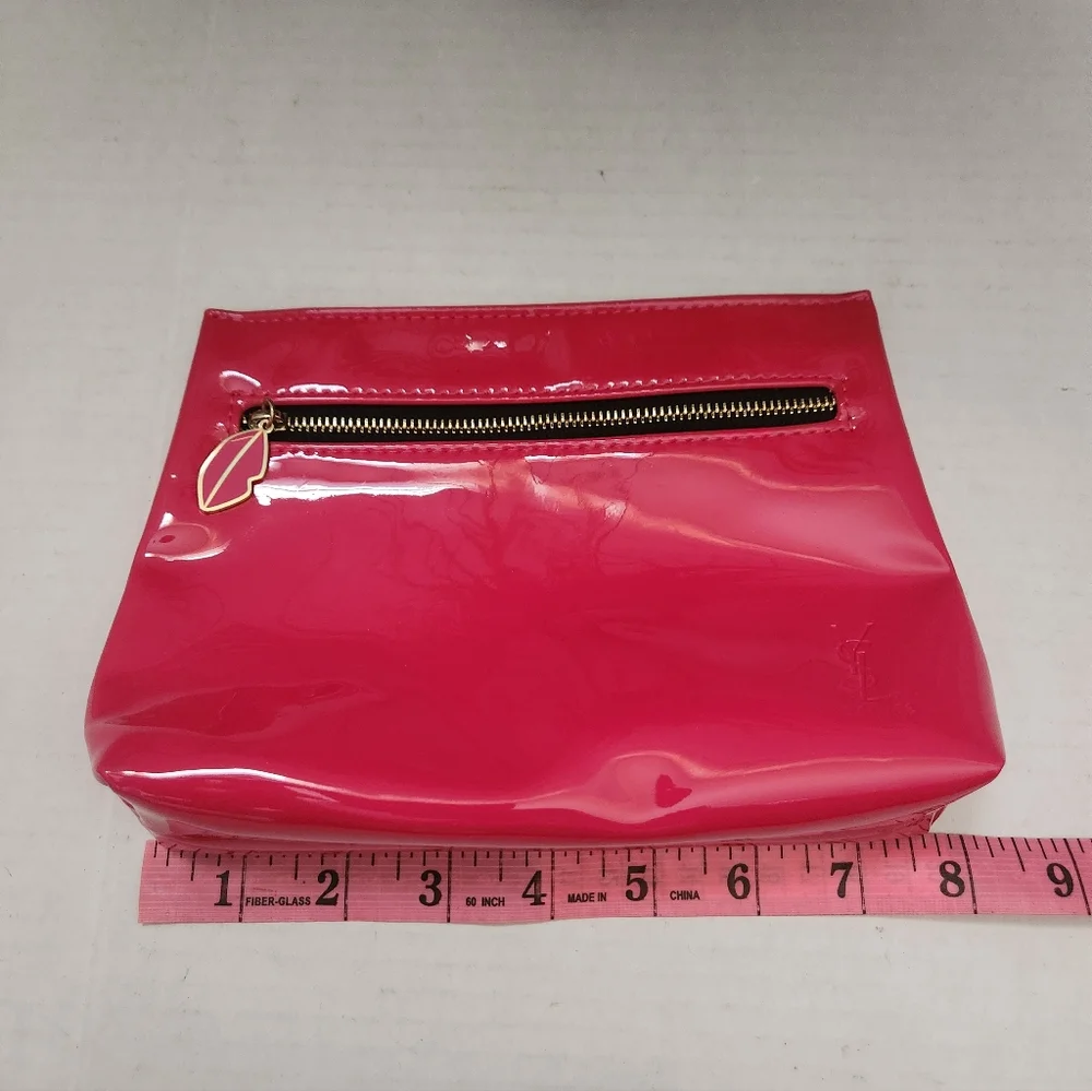 Yves Saint Laurent Small Pink Patent Leather Cosmetic Pouch Makeup Bag
